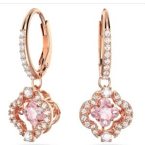 Swarovski Rose Gold Earrings with Pink Crystals